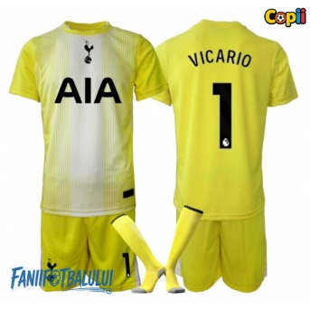 Tottenham Hotspur Guglielmo Vicario #1 Portarii Echipament de Fotbal Replică 2025-26 Copii Treilea (+ Șorturi)